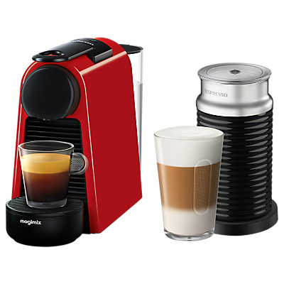 Nespresso Essenza Mini Coffee Machine with Aeroccino by Magimix Red Nespresso Essenza Mini Coffee Machine with Aeroccino by Magimix Red